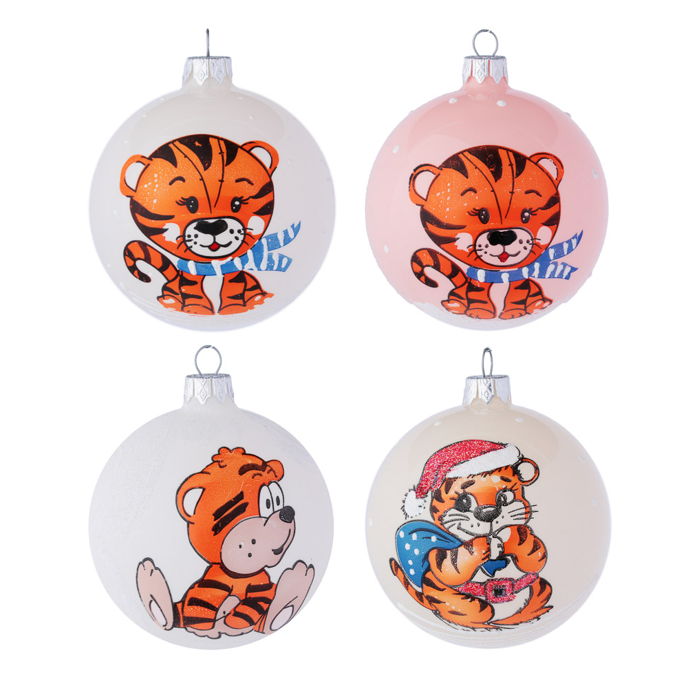 СНОУ БУМ Шар "Символ Года", 85 мм, стекло, тампопечать, 3 дизайна - #1