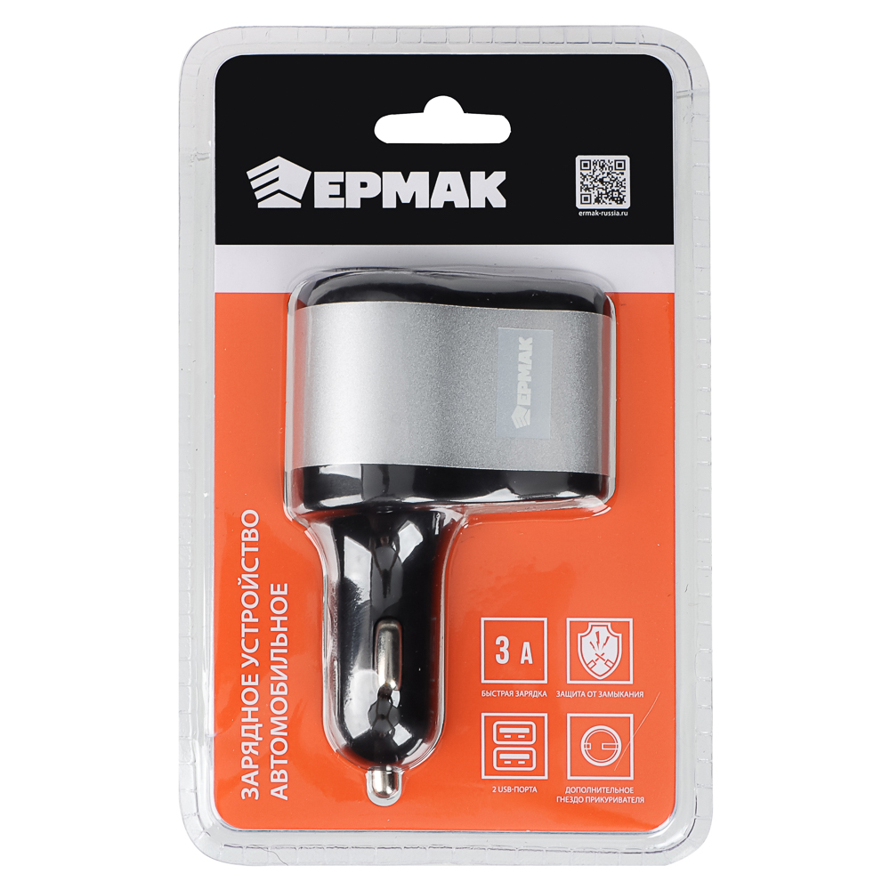 ЕРМАК Устройство зарядное в авто, USB QC 3.0+PD, 5В/3.1А, пластик - #1