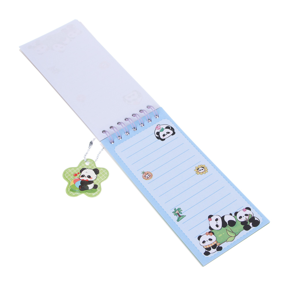 Записная книжка "Панда" 7х26см, с наклейками и брелоком, PET, бумага, 4 дизайна, шоу-бокс - #11