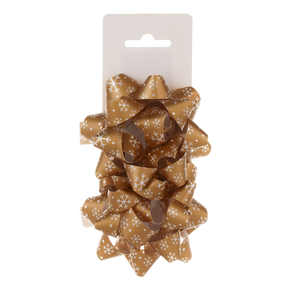 Набор бантов тм СНОУ БУМ принт снежинки, 10 см, 2 шт на подложке, ПП, 3 диз. - #5
