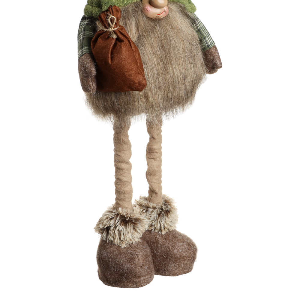 СНОУ БУМ Фигура декоративная "Гном" с выдвижными ногами 56,5-77,5 см, полиэстер, зеленый - #5