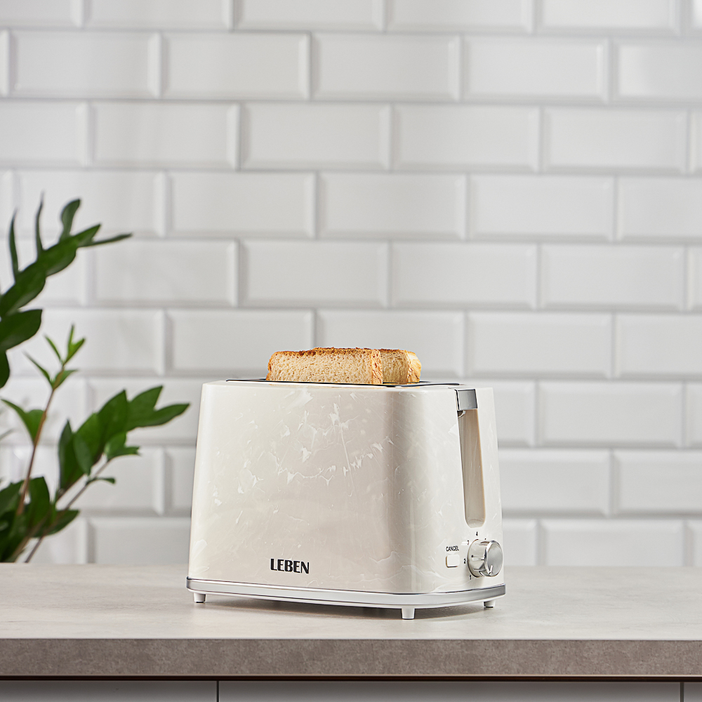 LEBEN Тостер, 900Вт, 2 отдела, белый мрамор, 220-240В - #8