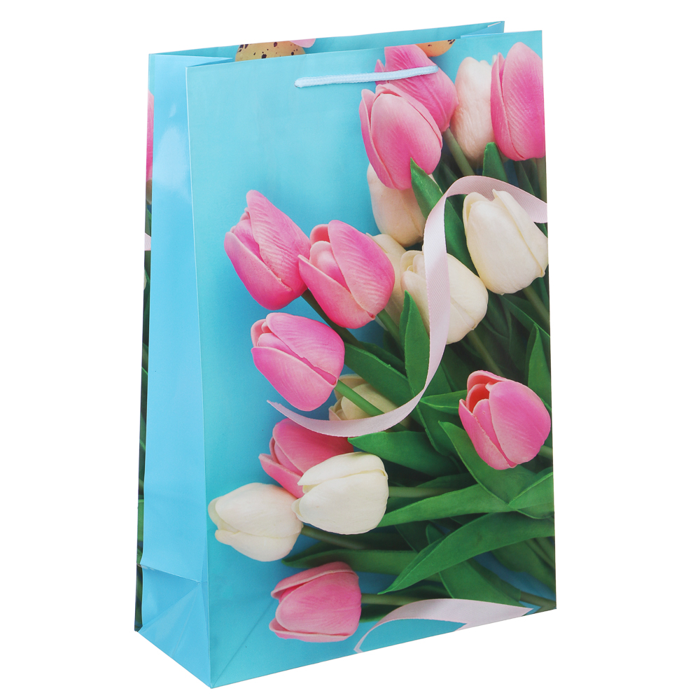 LADECOR Пакет подарочный, бумажный, 26x38x10 см, 4 дизайна, тюльпаны - #3