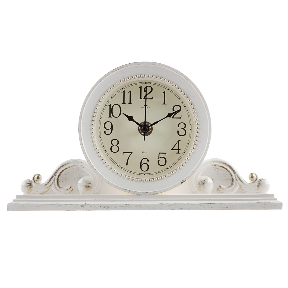 Часы настольные 26х14 см, корпус белый с золотом "Классика", арт.2514-003 - #1