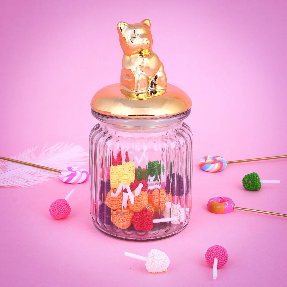 Баночка декоративная для конфет, стекло, 9,2x7,6 см, 2 дизайна - #2