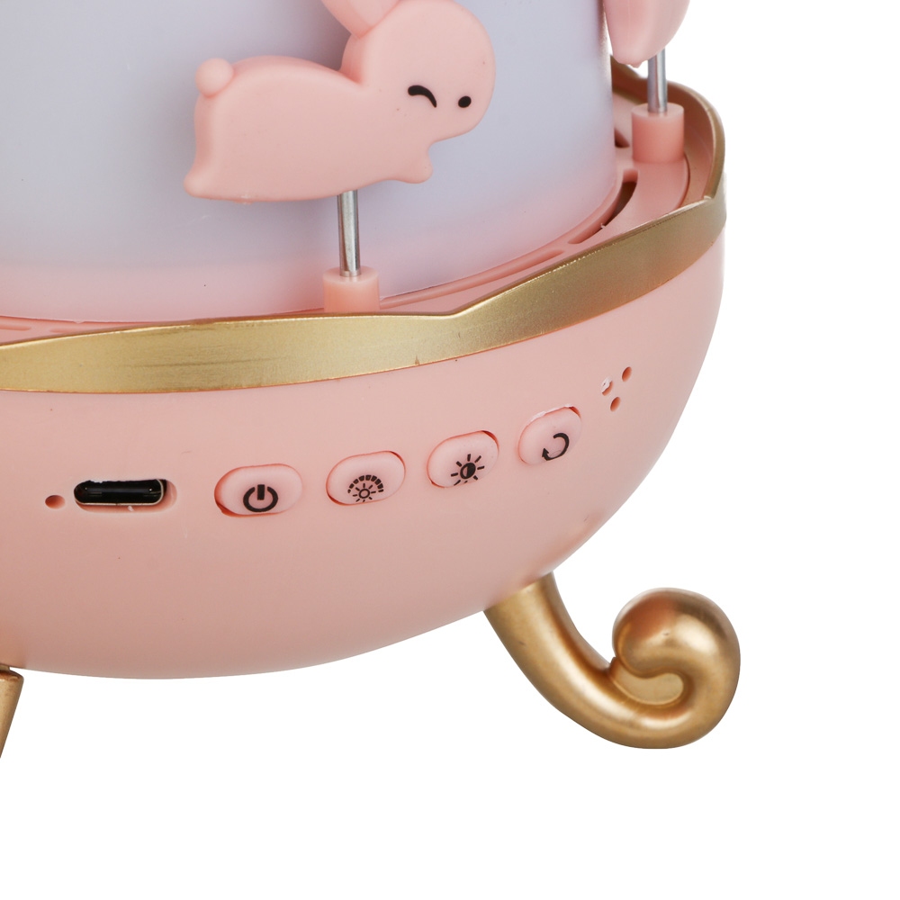 Светильник-ночник проектор BY Карусель, 6 проекций, акб. 1200mAh, USB 5В, розовый - #5