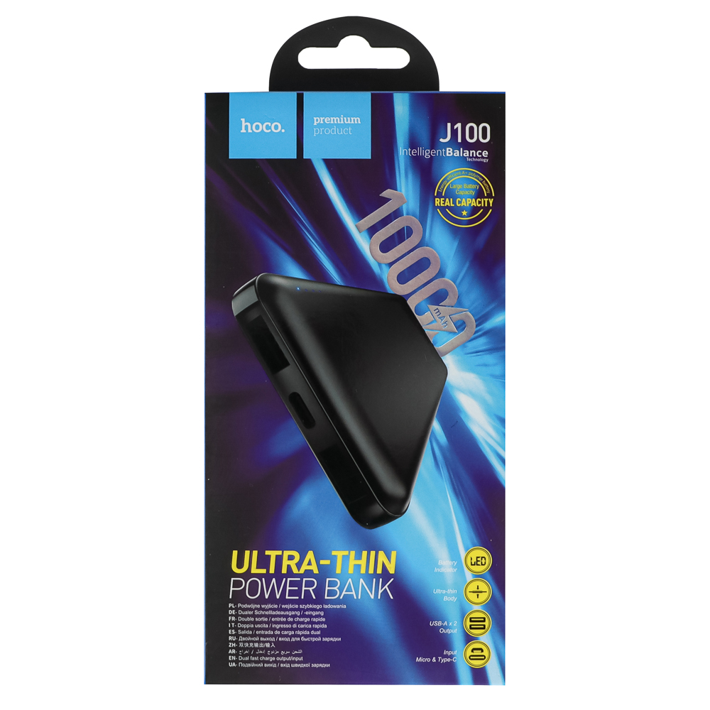 hoco. Аккумулятор мобильный модель J100, 10000 мАч, цвет: черный - #10