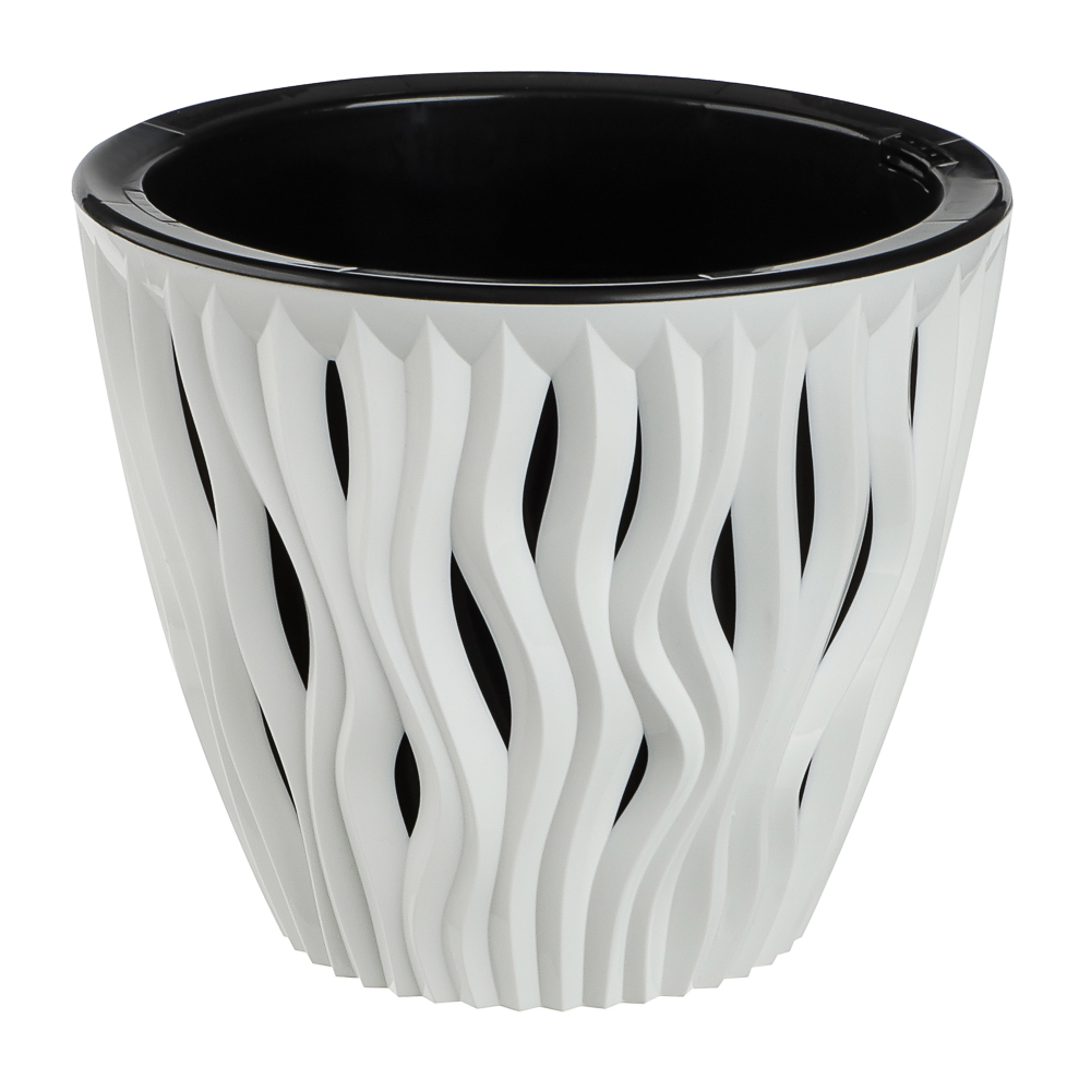 Кашпо для цветов со вставкой "Вдохновение" 4,5л, d21,5см; h17,9см, цвет белый/чёрный - #1