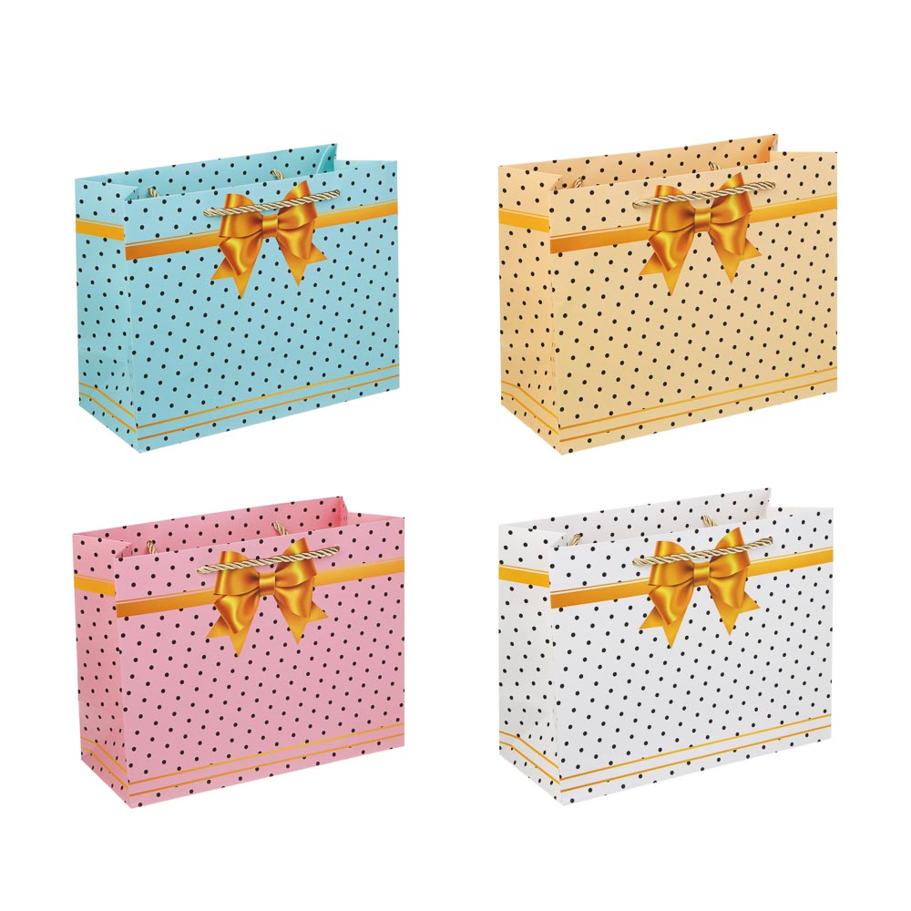 Пакет подарочный бумажный тм LADECOR M 23x18x10 см, 4 дизайна - #1
