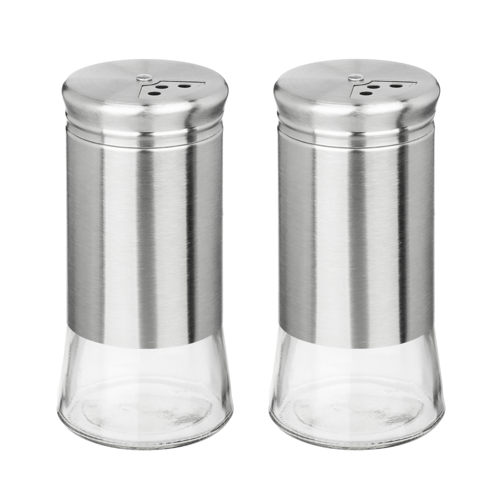 SATOSHI Набор для соли и перца 2шт. 16.6x8.5x17.5см, стекло, нерж.сталь, пластик, цвет серебро - #4