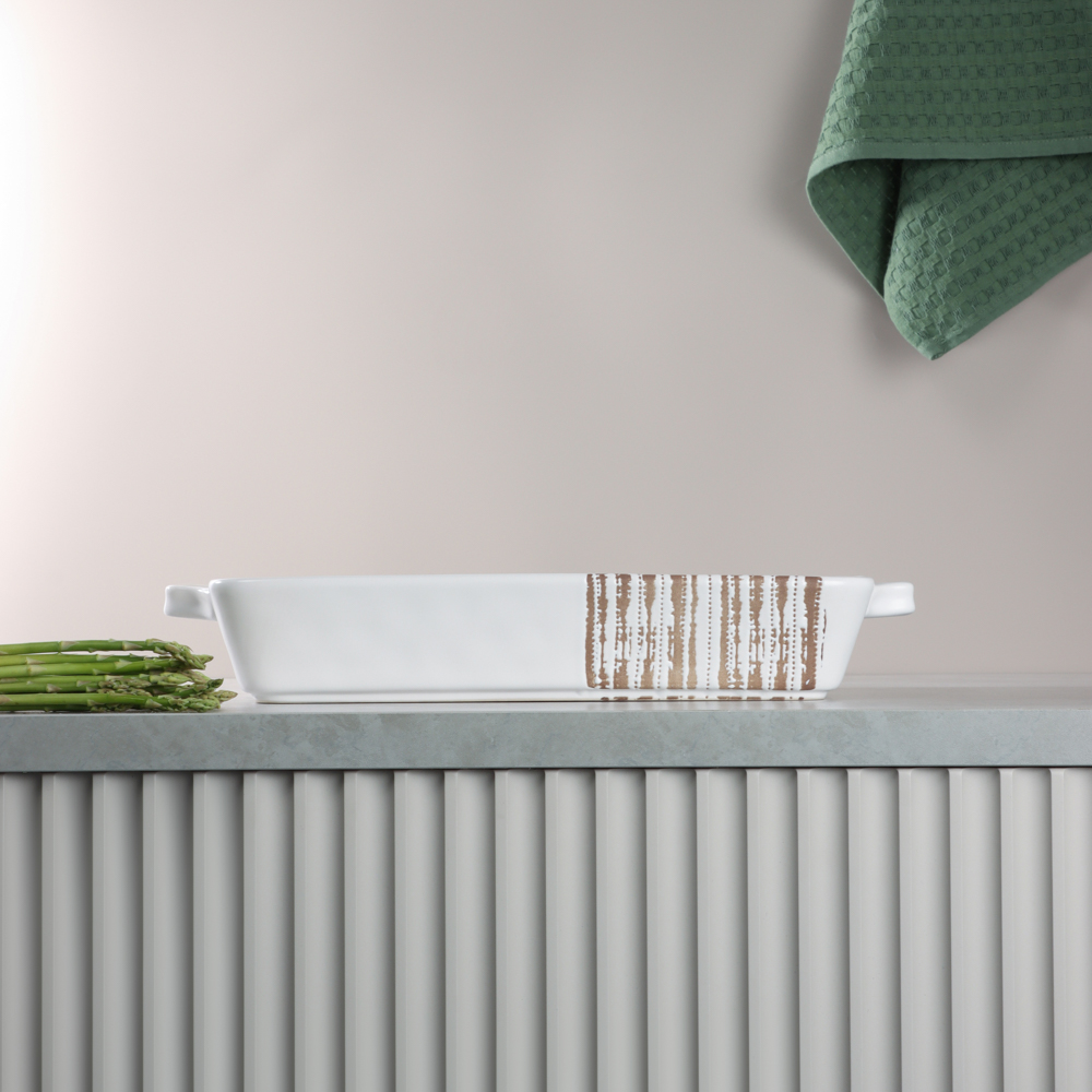 MILLIMI Форма для запекания и сервировки прямоугол.с ручками, керамика, 36,5х23х6см, 2,2л, белая - #16