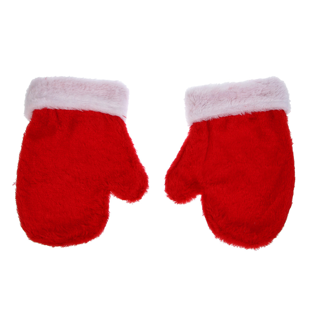 СНОУ БУМ Набор новогодний длинный колпак 28x99см + варежки 11x20см, полиэстер, красный - #5