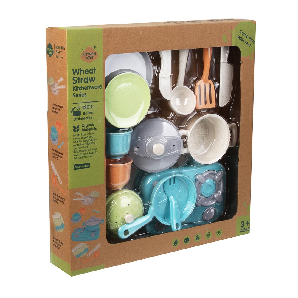 ИГРОЛЕНД Игровой набор посуды "Экопластик", 14 предметов, пластик, 37х7х39,5 см - #2