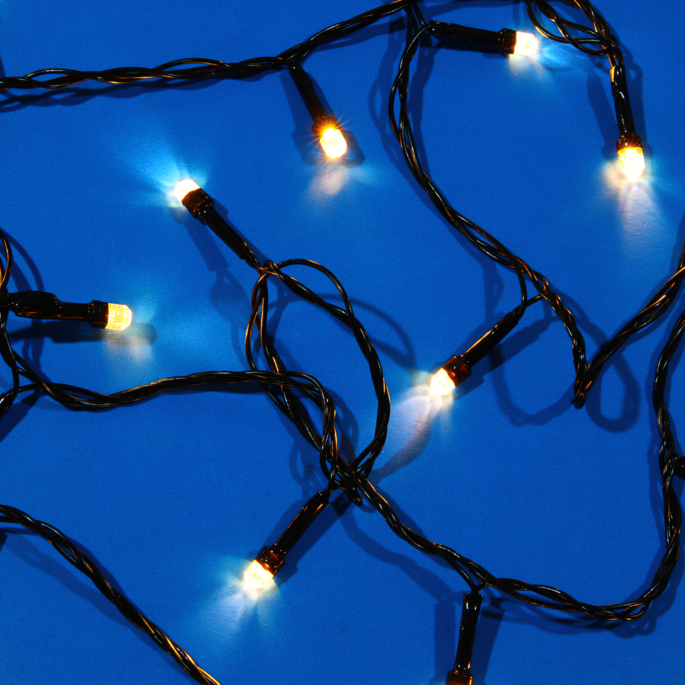 СНОУ БУМ Гирлянда эл. вьюн 10м, 100LED, 6-гран. диод с пузырями, шампань, 8 реж., ПВХ черный, 220В - #6