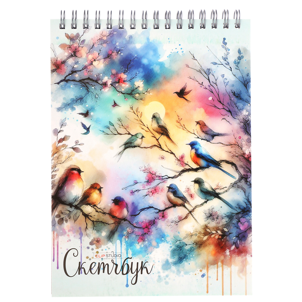 Скетчбук А5 (альбом), 14,5х20cм, 30л. обл. картон, блок 120г/м2, спираль, тв. подложка, 4 диз. - #11
