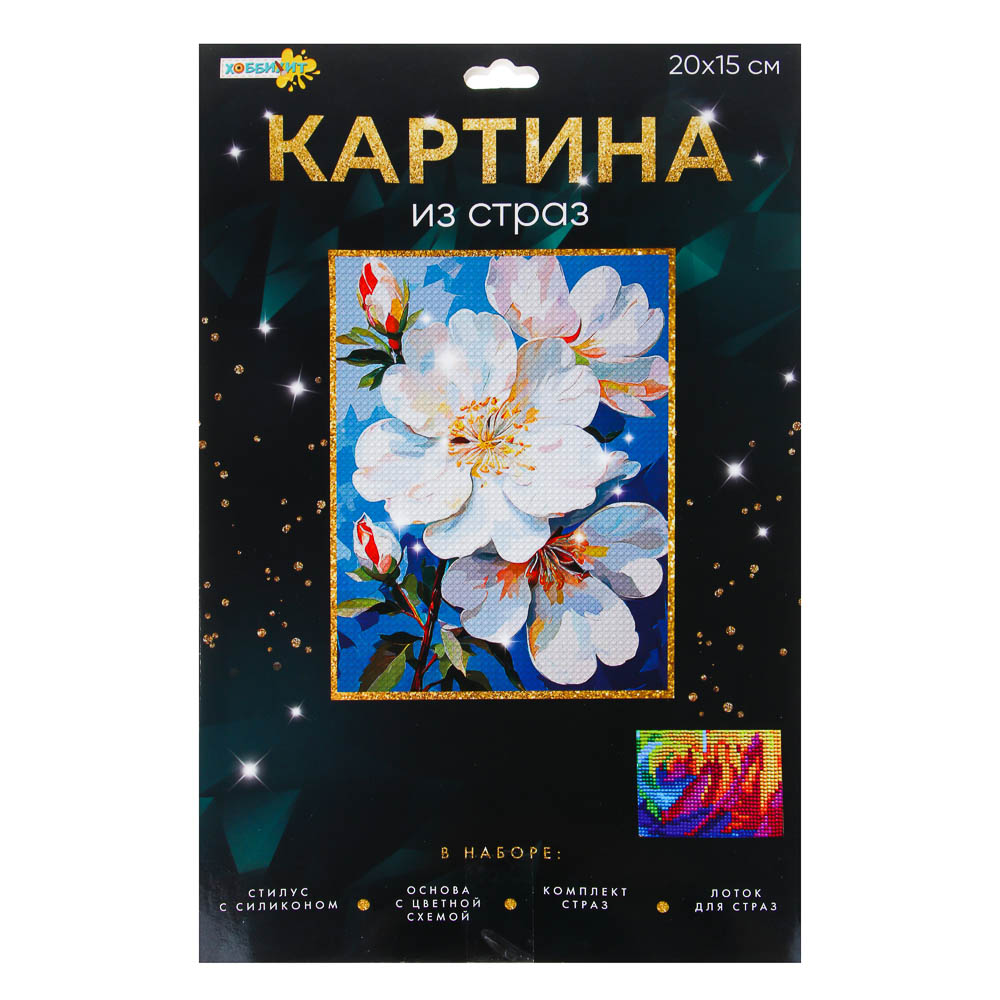 ХОББИХИТ Картина из страз, комплект (стразы, палочка, основа), 20х15см, 10 дизайнов - #1