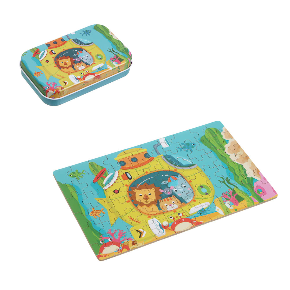 Пазлы в коробочке, 13,2х8,5см, 60 элементов, картон, металл, микс - #1