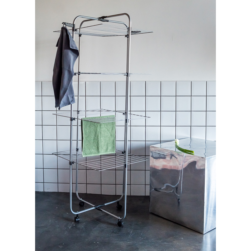 VETTA Сушилка для белья напольная, вертикал., 4 полки, на колесиках, окрашен. сталь, 70x61x175см - #6