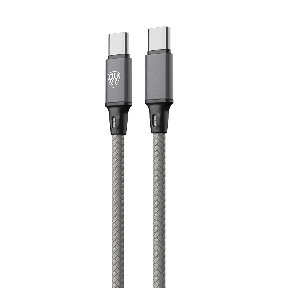 Кабель для зарядки Type C-Type C BY Solid, 60Вт, 1 м, 5A, нейлон, мет. кон., графитовый - #3