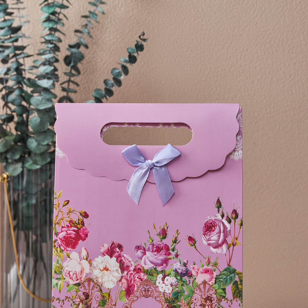 LADECOR Пакет-конверт, подарочный, с бантом, бумажный, 19x9x27 см, 4 дизайна, цветочный принт - #10