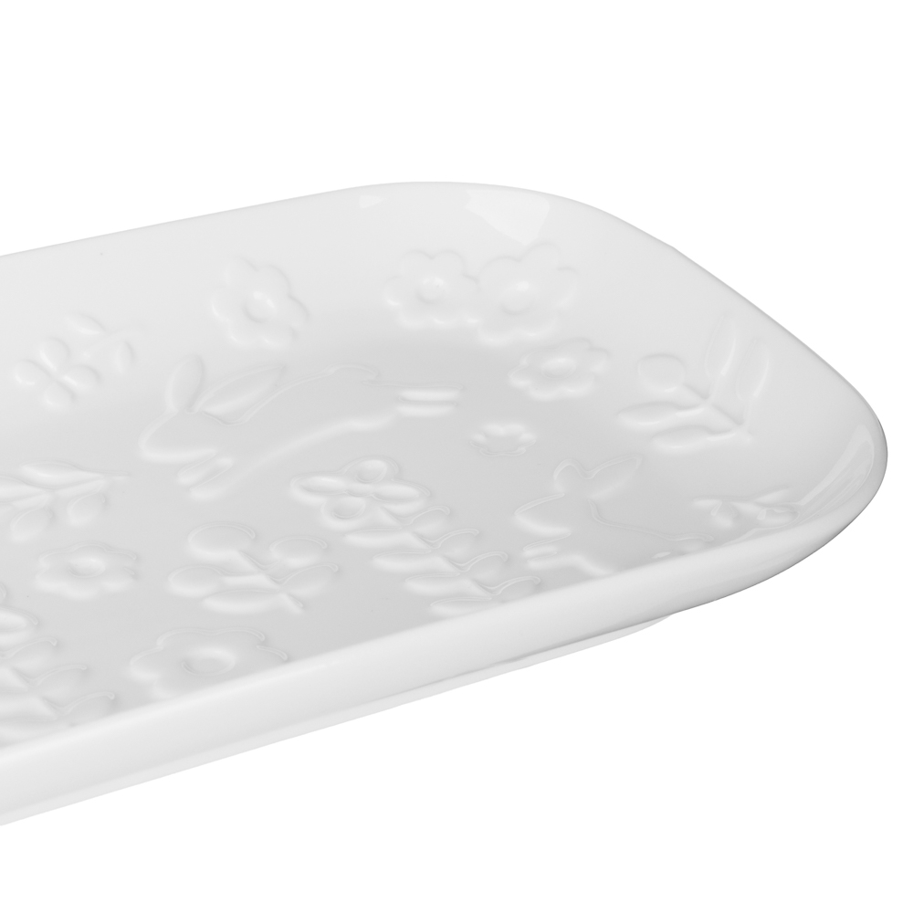 Блюдо прямоугольное тм MILLIMI Зайчик 25,3х15х2,5см, фарфор - #4