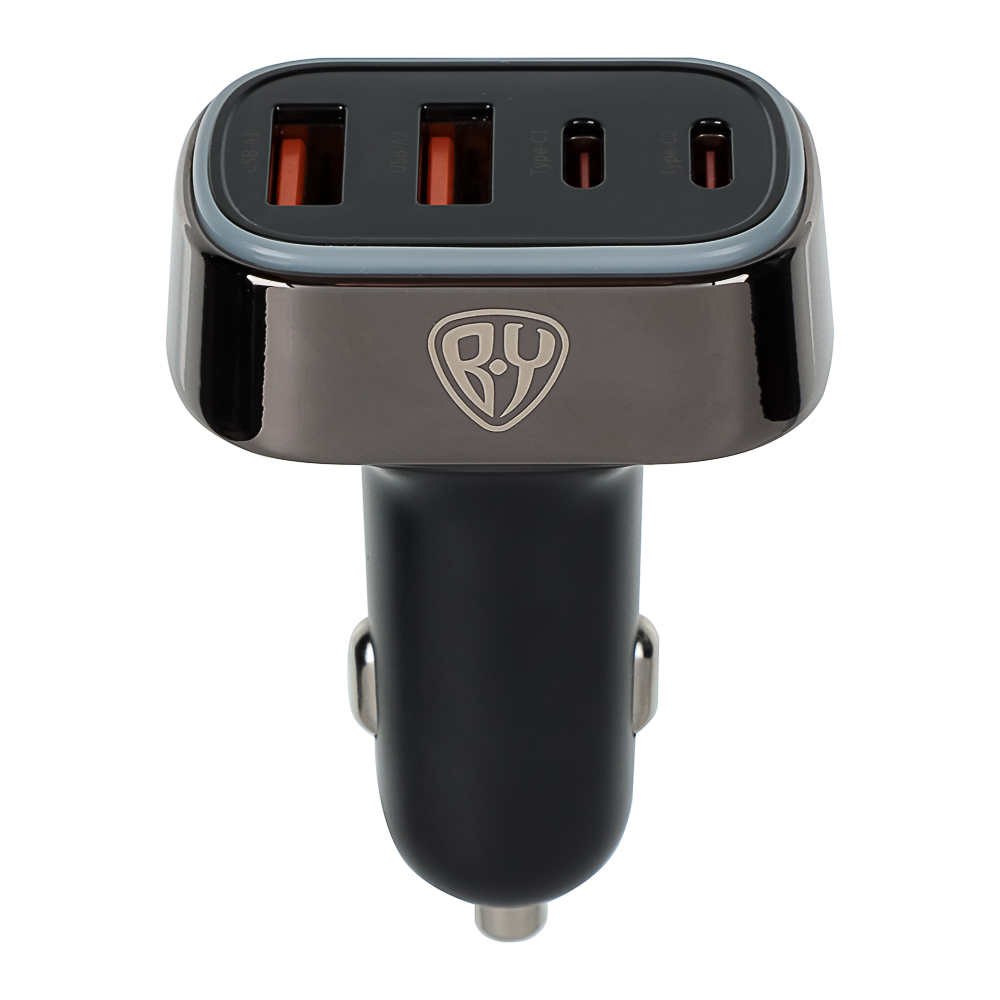 BY Зарядное устройство с подсветкой 12/24 В, 70 Вт QC, PD 2*Type-c/2*USB-A, алюминий, пластик - #4