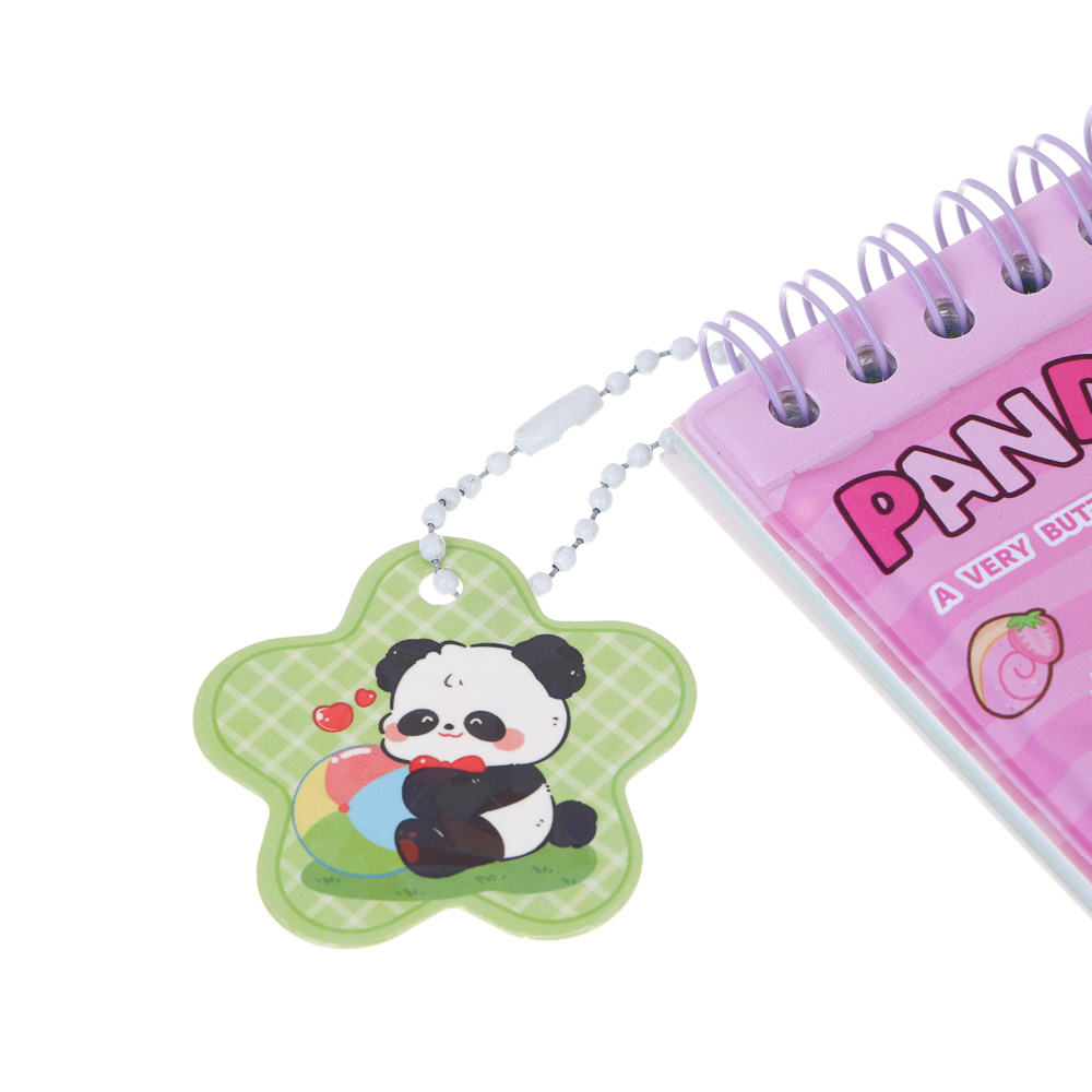 Записная книжка "Панда" 7х26см, с наклейками и брелоком, PET, бумага, 4 дизайна, шоу-бокс - #4