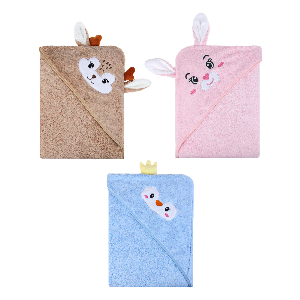 PROVANCE Полотенце-пончо махровое с капюшоном 80%ПЭ, 20% полиамид, 105х105см, 280гр/м, 3 дизайна - #1