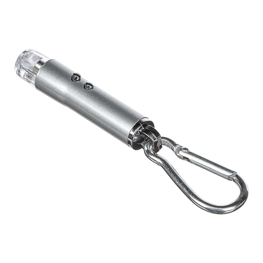 Фонарик-брелок на карабине тм ЕРМАК, 1 LED + УФ + лазер, 3xLR44, алюминий, 6,6х1,2 см - #2
