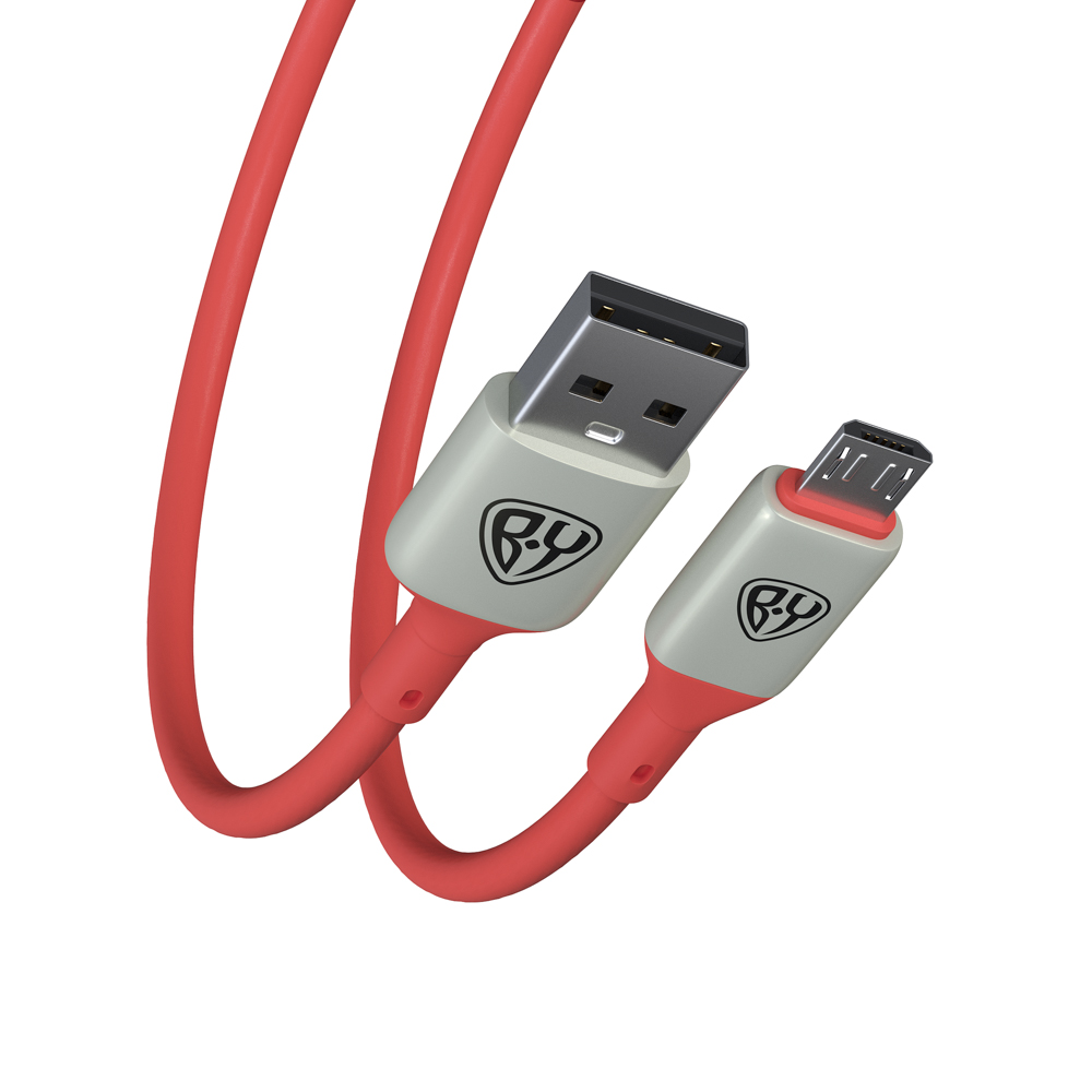 BY Кабель для зарядки Space Cable Pro Micro USB, 1м, Быстрая зарядка QC3.0, штекер металл, красный - #5