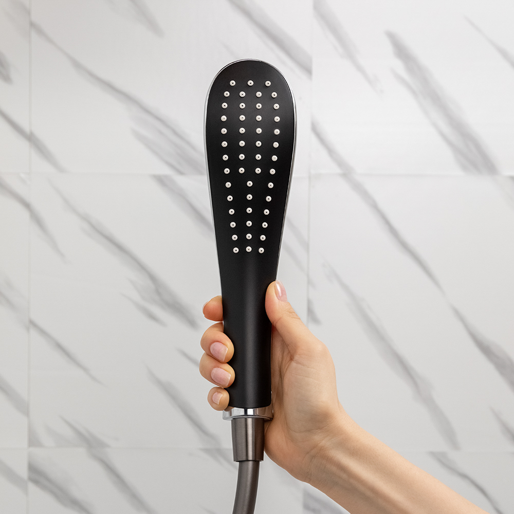 Лейка для душа, 1 режим, 63х250 мм, черный/хром - #8