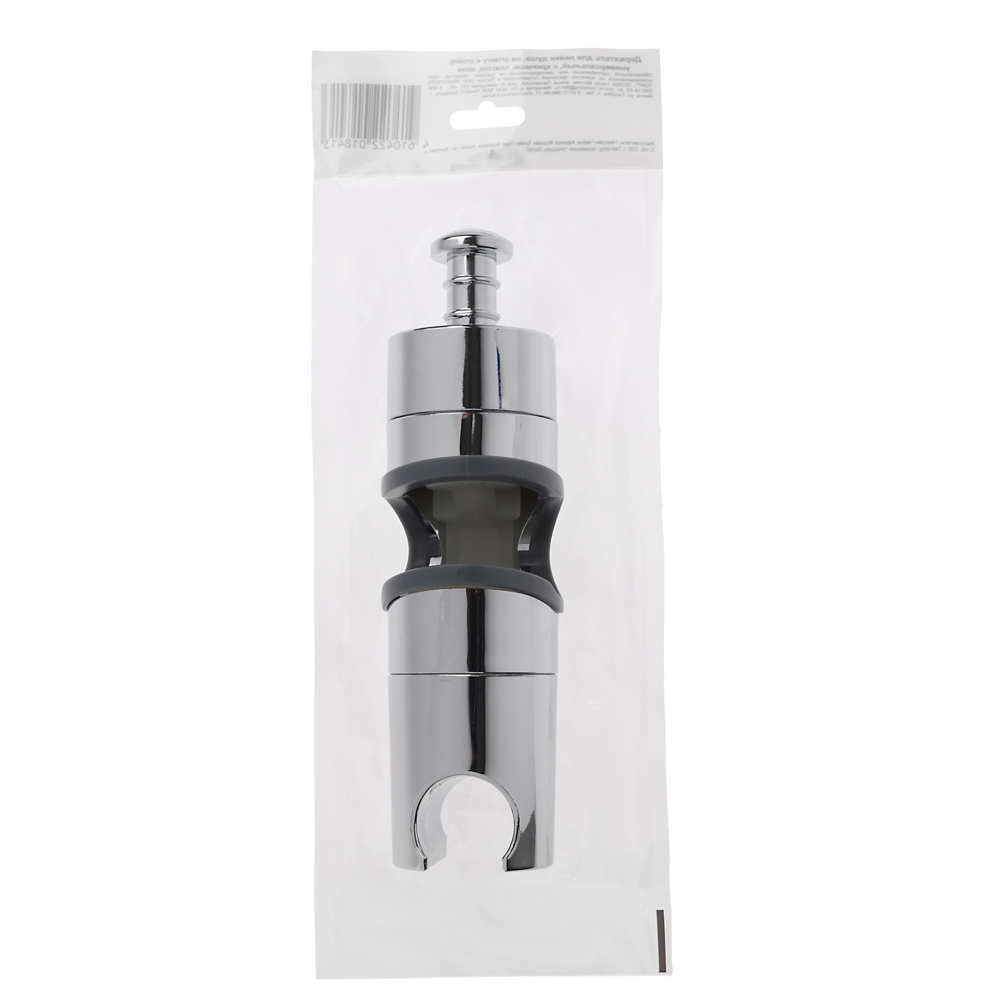 Держатель для лейки душа, на штангу и стойку, универсальный, с крючком, пластик, хром - #4