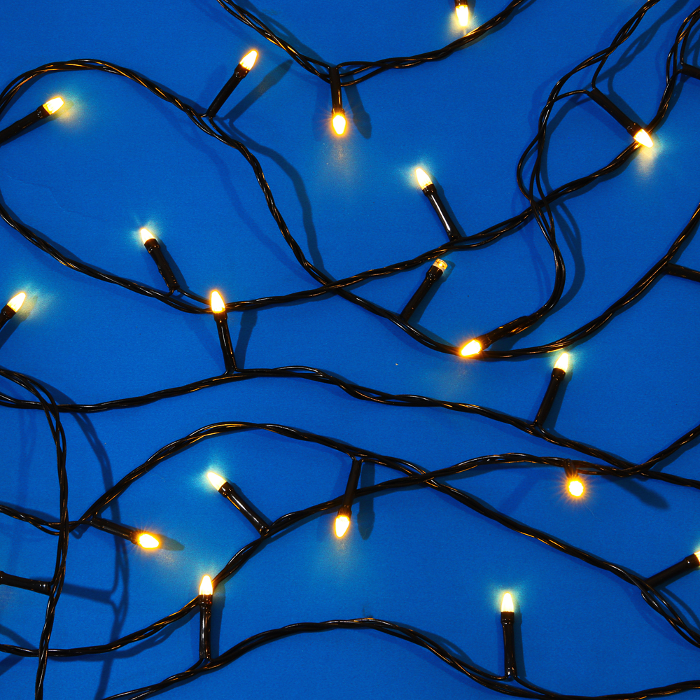 СНОУ БУМ Гирлянда эл. вьюн 10м, 100LED, шампань, режим стробоскоп, ПВХ черный, 220В - #6