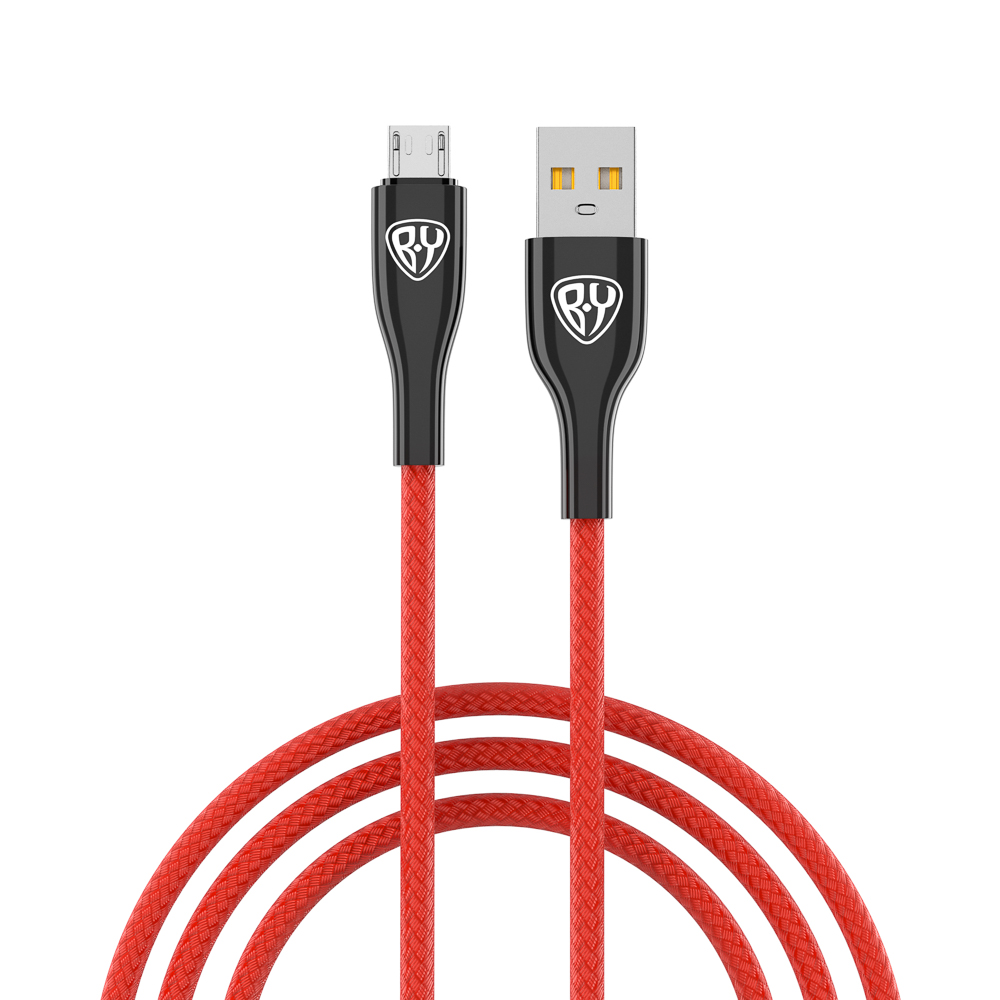 BY Кабель для зарядки Smart Micro USB, 1м, 3A, Быстрая зарядка QC 3.0,  тканевая оплетка, красный купить с выгодой в Галамарт