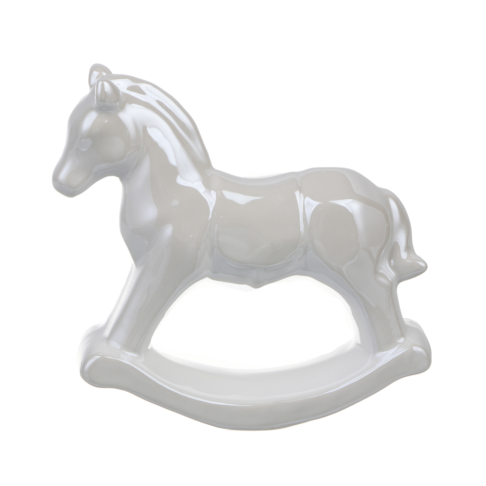 СНОУ БУМ Фигурка Лошадка-качалка 12 см, белая керамика - #2