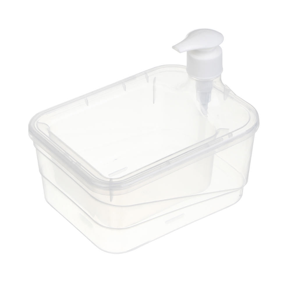 Дозатор для моющего средства, тм VETTA, отсек для губки, губка в компл., 500 мл, 17х13х14см, пластик - #3