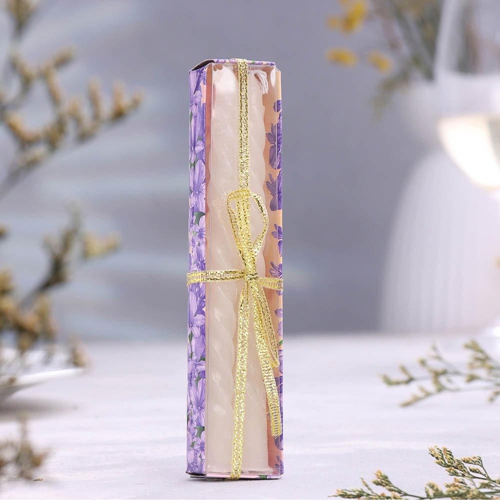 Набор свечей витых, 1,5x15 см, 2 штуки, аромат ваниль, белый - #6