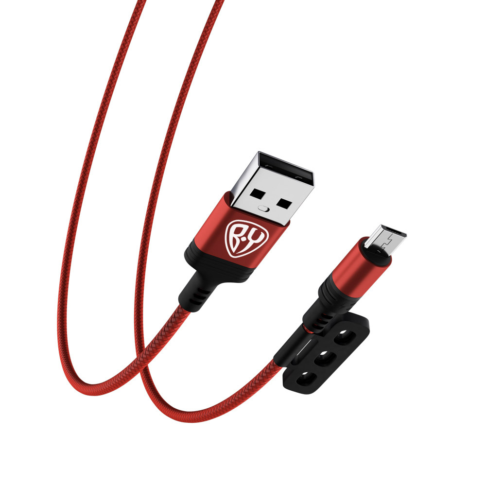 Кабель для зарядки BY "Магнитный" 3 в 1, iP/Micro USB/Type-C, красный, 2.1А, 1 м - #5