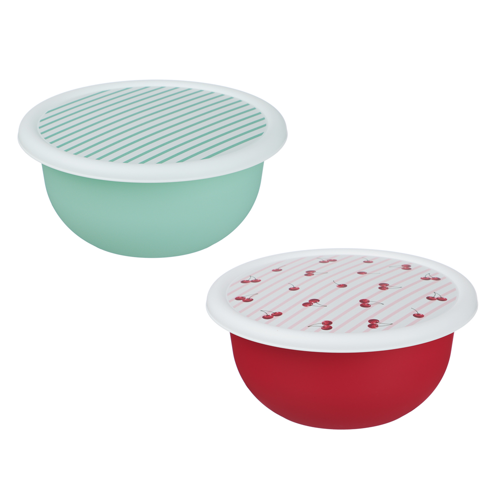 Черри Миска с крышкой 1,2л, пластик, 2 цвета - #1
