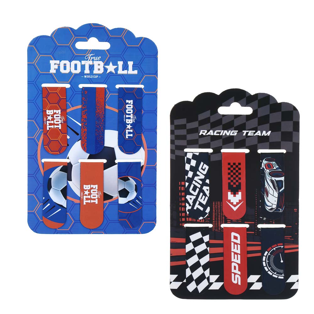 Магнитные закладки, 6 шт., "Рэйсинг Тим/Футбол", 12x1,9см, размер упаковки 18,3x10,3см - #1