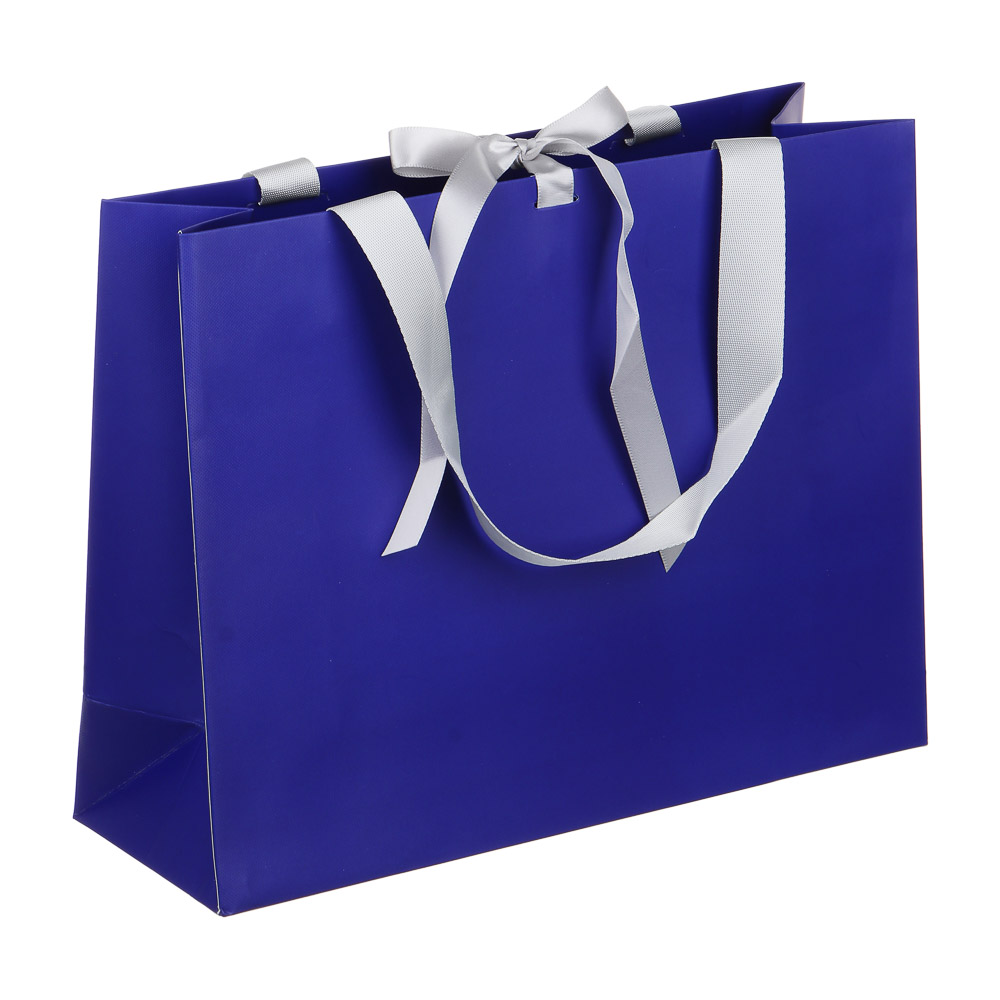 LADECOR Пакет подарочный, высококачественная бумага, с лентой, 32x25x11 см, синий - #2