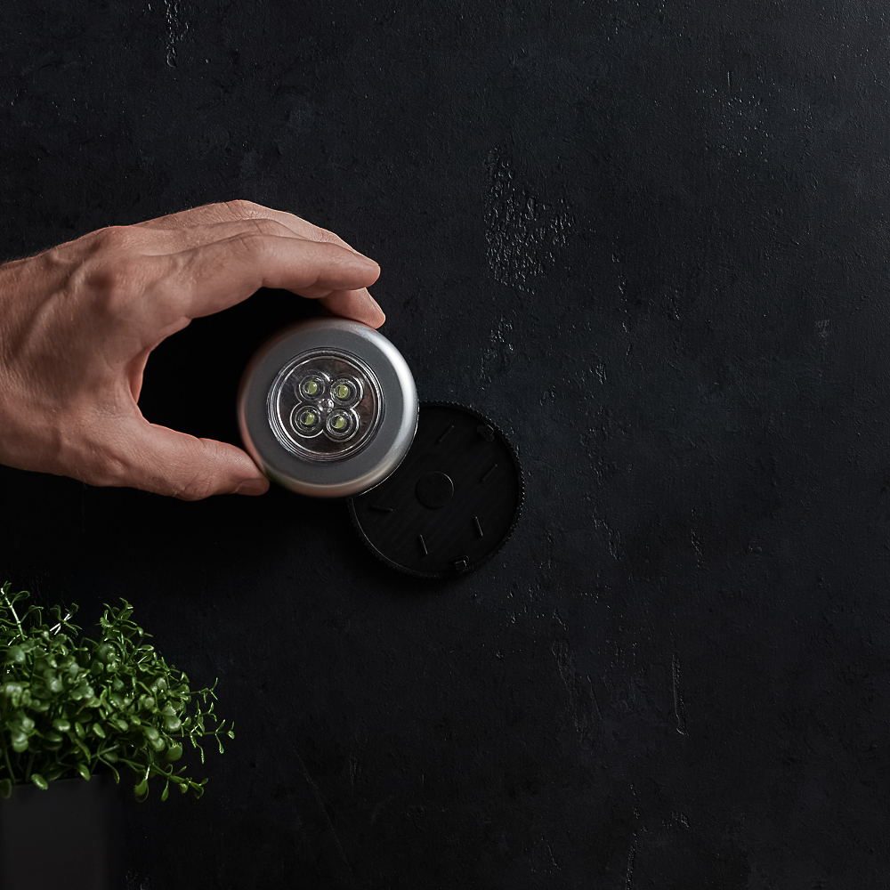 FORZA Светильник точечный нажимной, 6,5см, 3xААА, 4 LED, пластик - #9