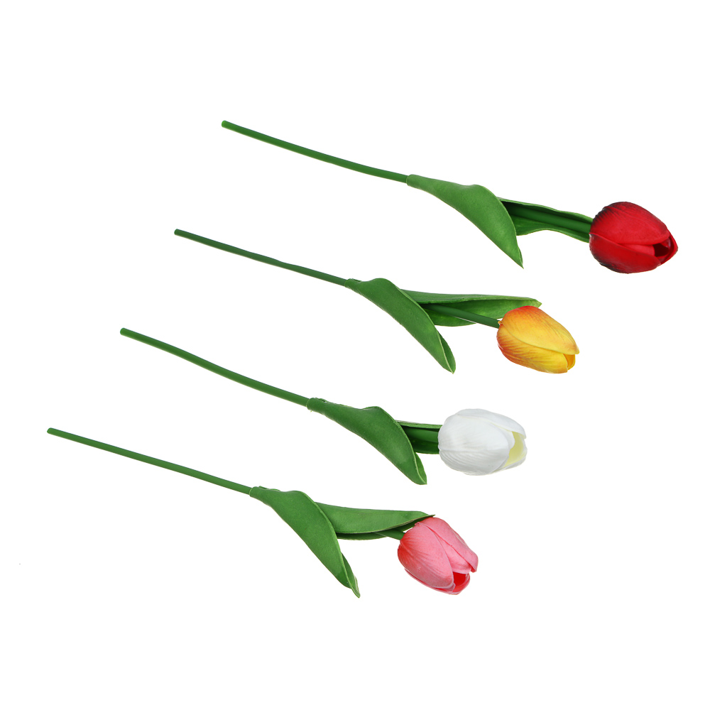 LADECOR Цветок искусственный тюльпан, 32 см, PU, пластик, железная проволока, 4 цвета - #1