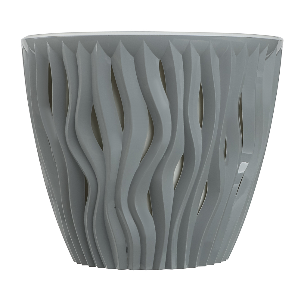 Кашпо для цветов со вставкой "Вдохновение" 4,5л, d21,5см; h17,9см, цвет серый жемчуг - #5