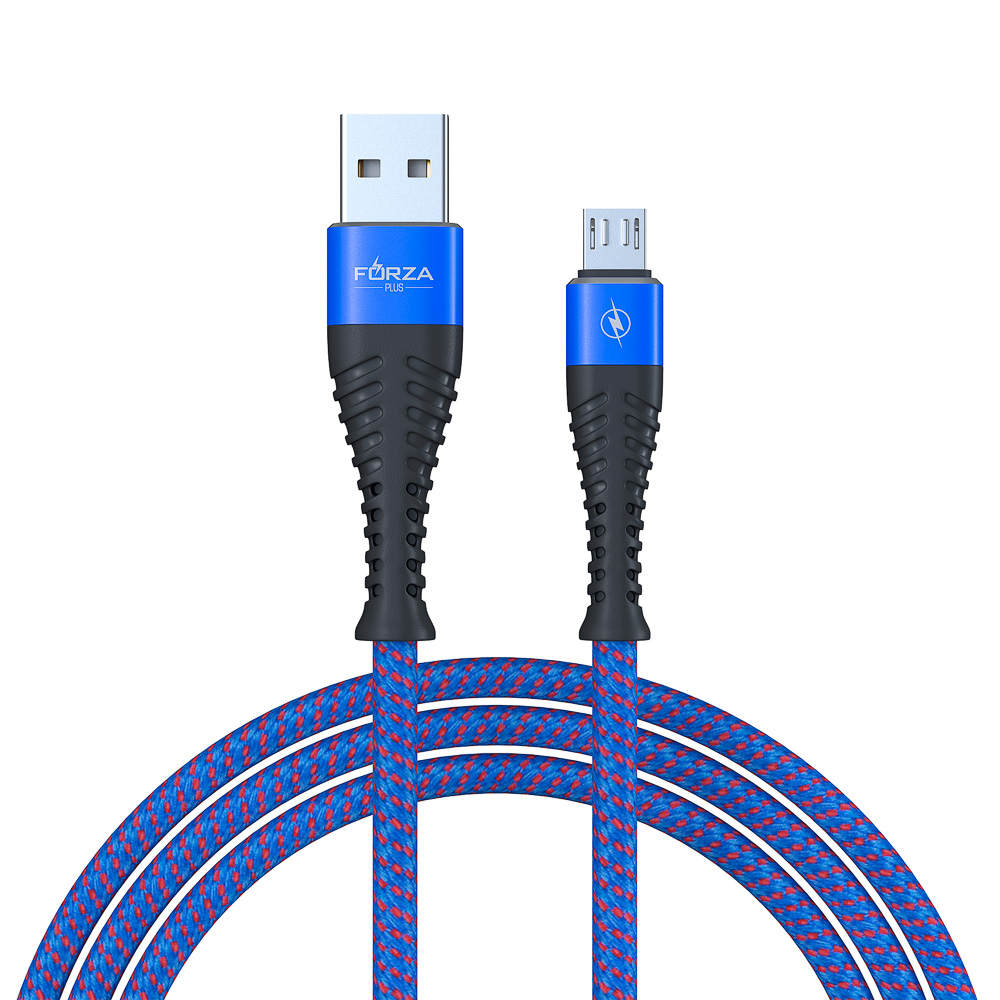 FORZA Кабель для зарядки Венеция Micro USB, 1м, 2А, тканевая оплётка, 3 цвета, пакет - #6