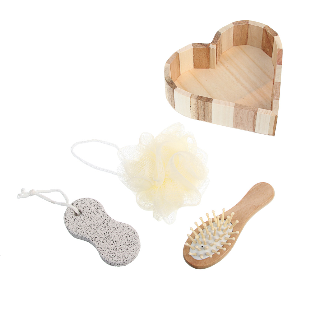 Набор подарочный тм LADECOR мочалка, расческа, пемза, 15*4*15 см, бамбук, полиэстер, пемза - #3