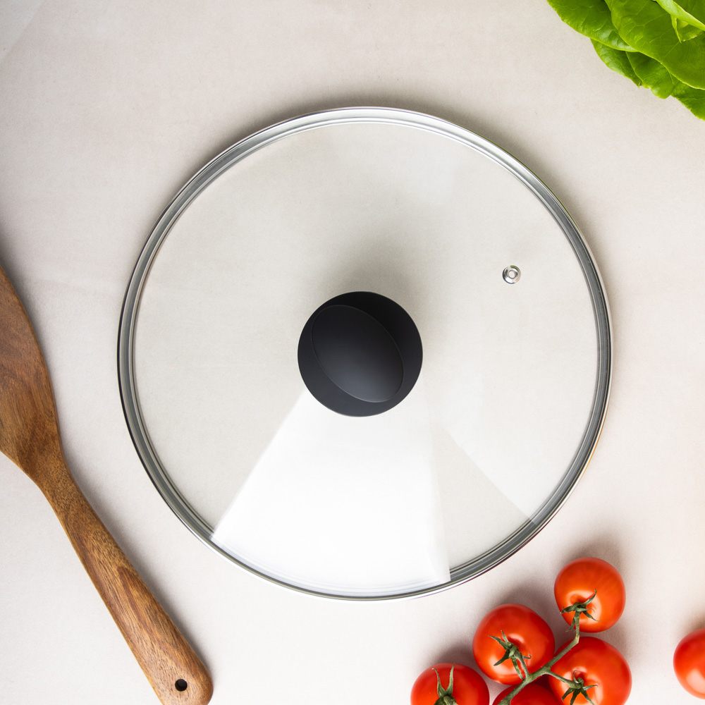 SATOSHI Стоун Сковорода литая с крышкой d28см, антипригарное покрытие мрамор, индукция - #22