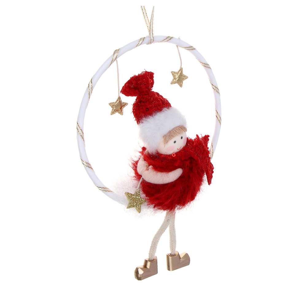 СНОУ БУМ Сувенир елочный Ангелочек 22 см, полиэстер, красный, 2 вида - #3