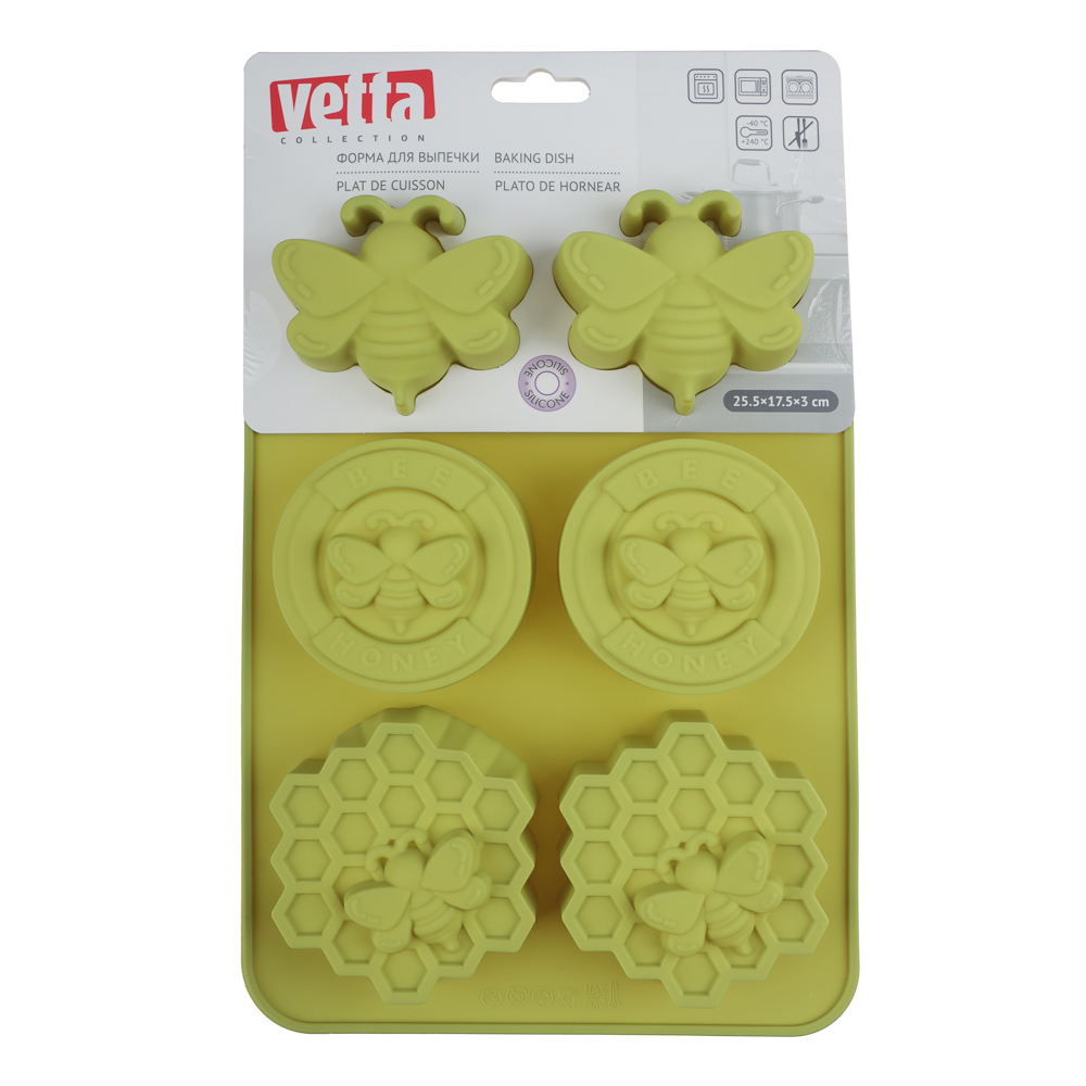 VETTA Форма силиконовая 6 ячеек, 25,5x17,5x3,0см "Медовая" - #6