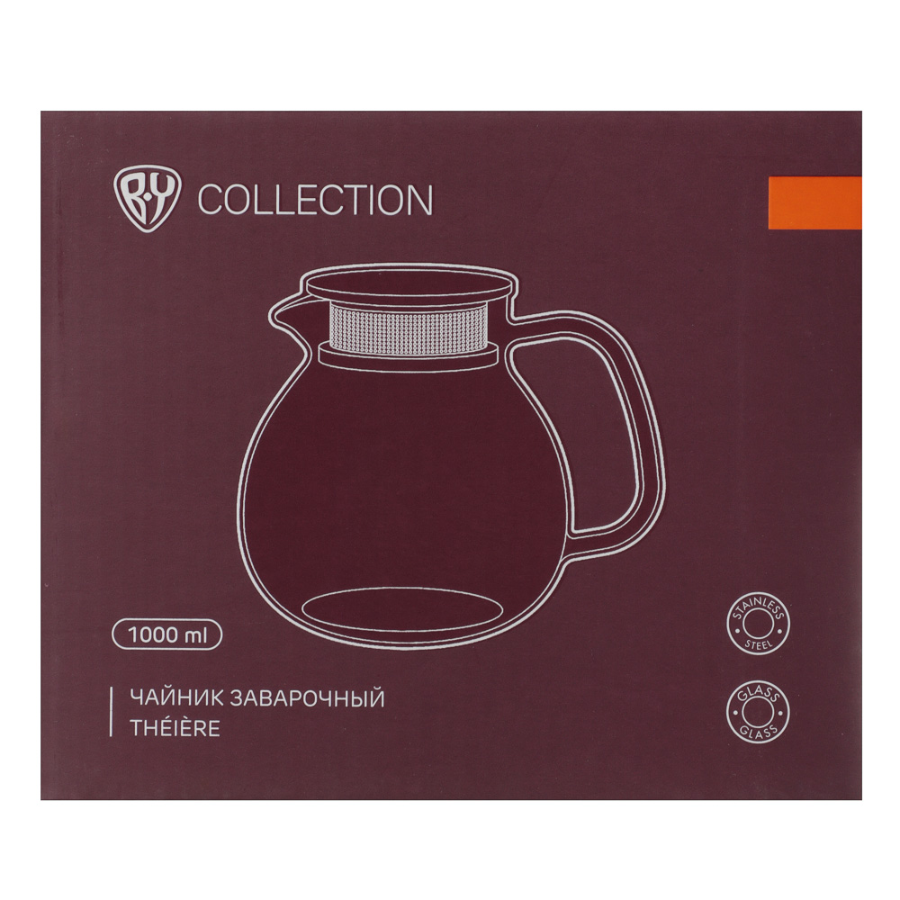 BY COLLECTION Volga Чайник заварочный 1000мл, жаропрочное стекло - #6